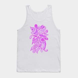 Abstract Zentangle Swirls Design (pink on white) Tank Top